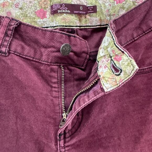 Prana Pants Womens 6 Short Inseam Burgundy Corduroy Straight Low Rise Y2K - Picture 5 of 14